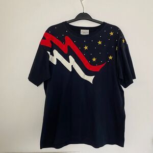 Clodia Dee NY Vintage Womens T Shirt One Size USA Rhinestone Short Sleeve 4 July